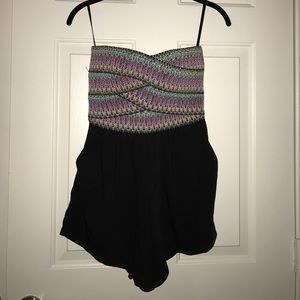 Black strapless romper