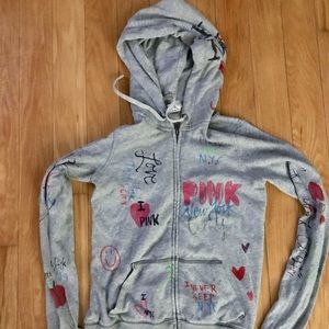 Victoria secret pink xs zip hoodie gray Victoria secret pink xs zip hoodie gray