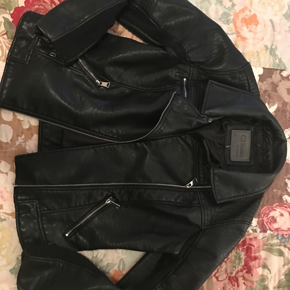 Faux leather biker jacket
