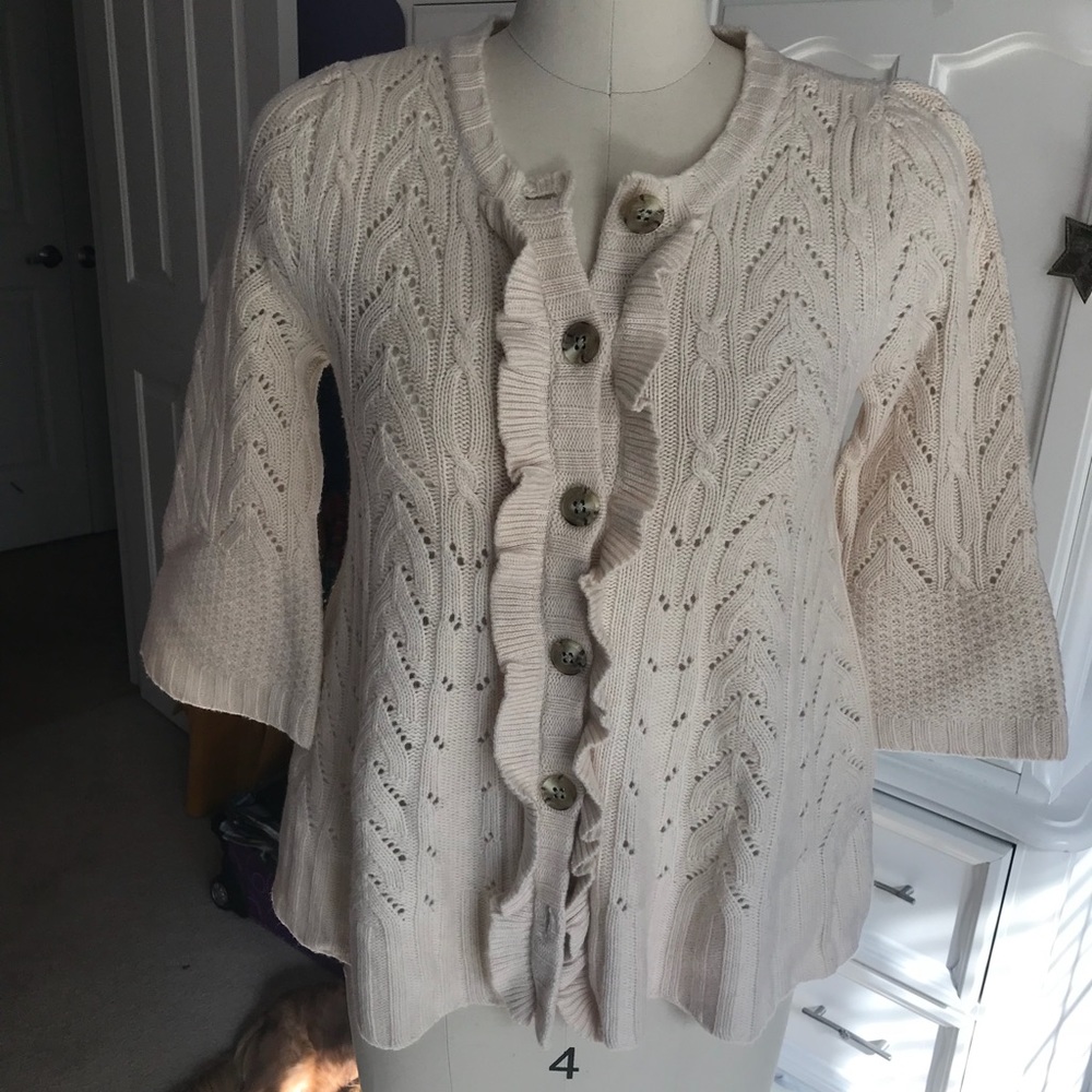 Juicy Couture ruffled front button sweater sz. P