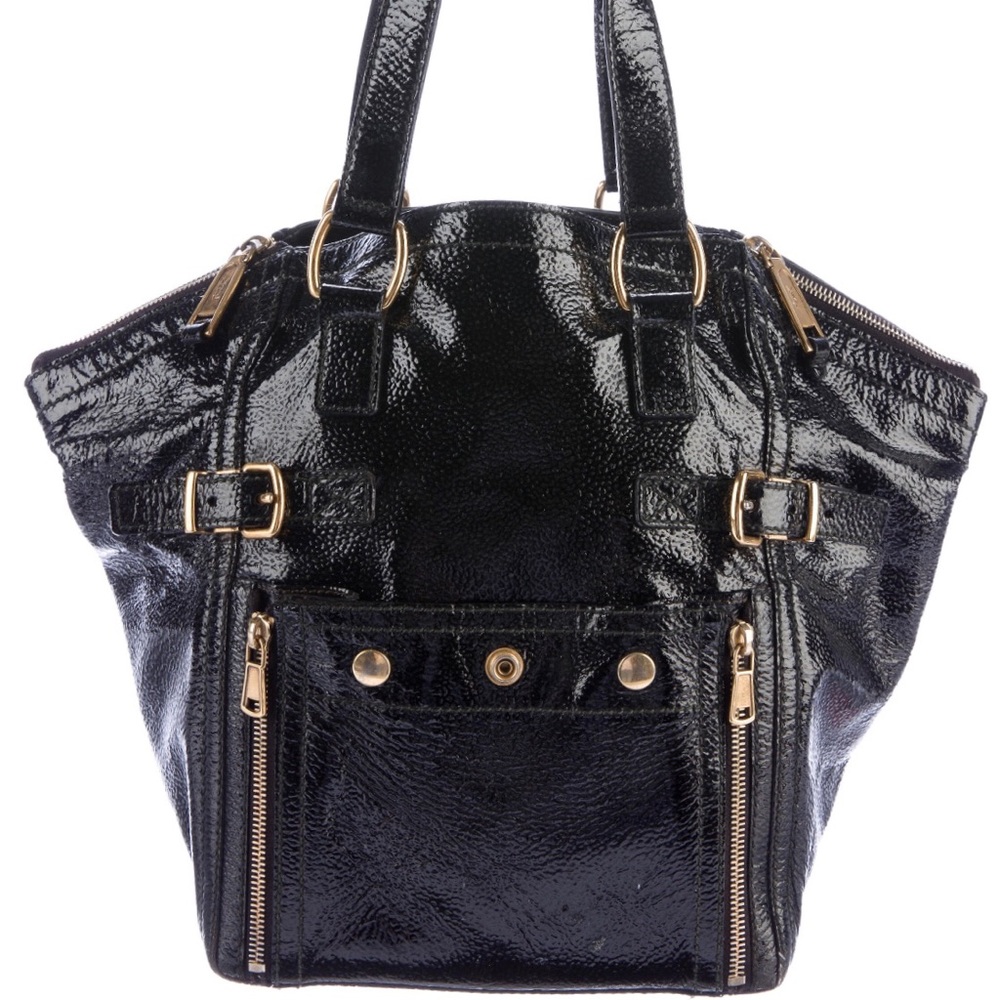 Authentic YSL Black patent leather downtown tote!
