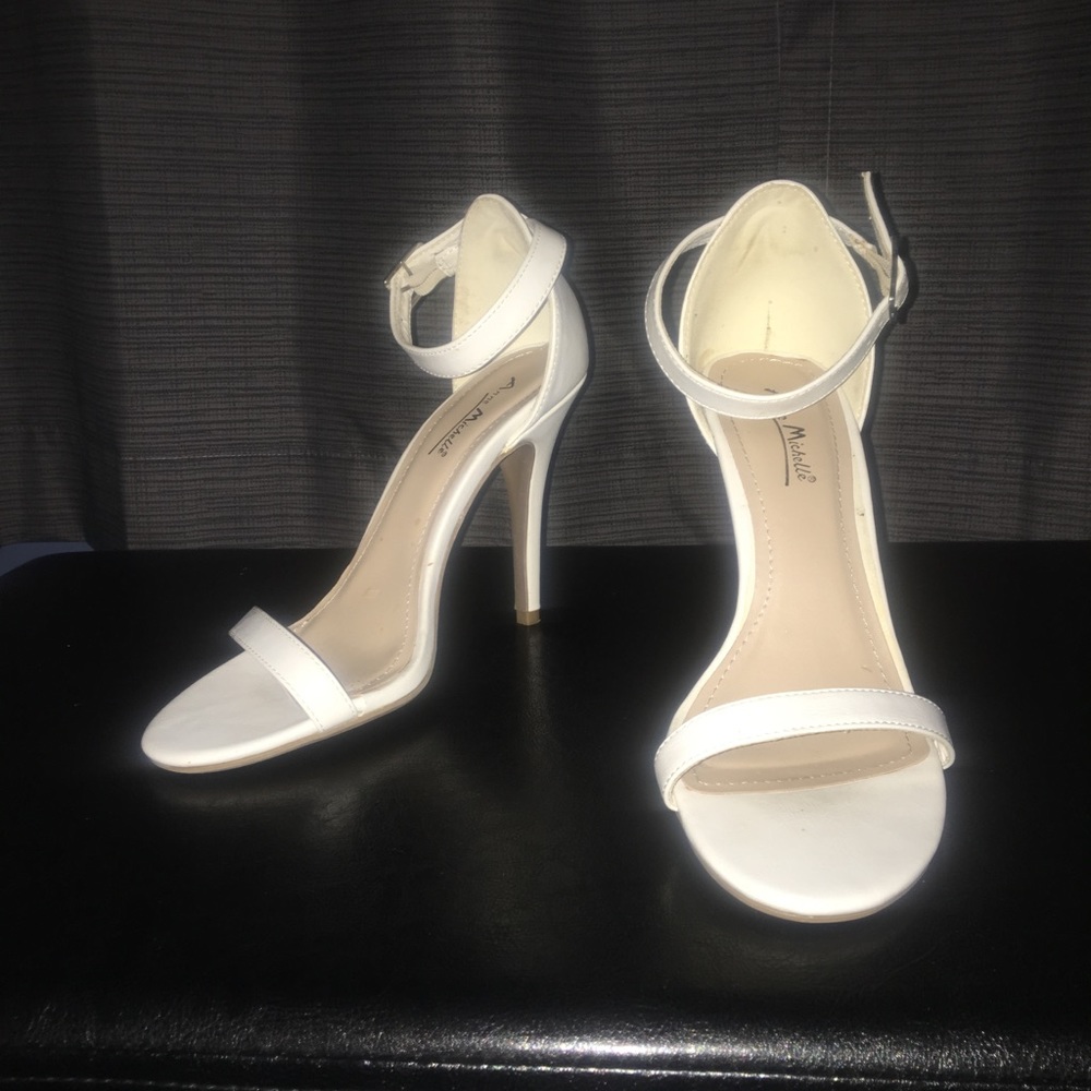 Anne Michelle White Single Strap Heels