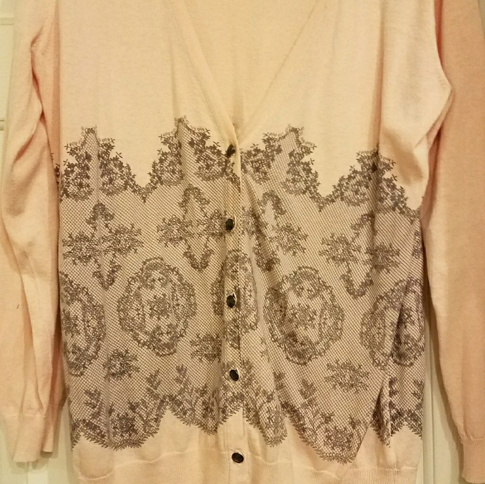 Pink cardigan by Elle size large thin cotton