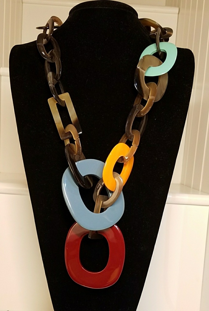 Buffalo horn necklace.