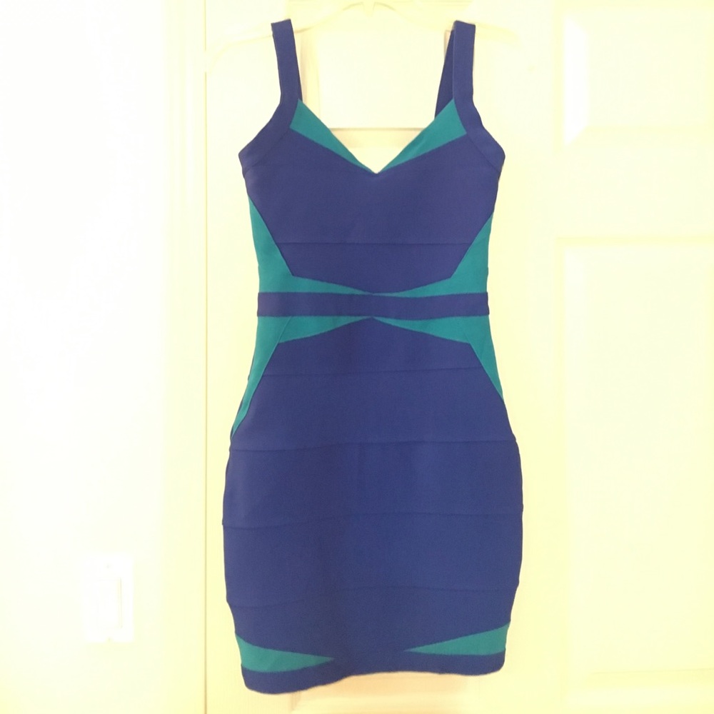 Blue form fitting dress