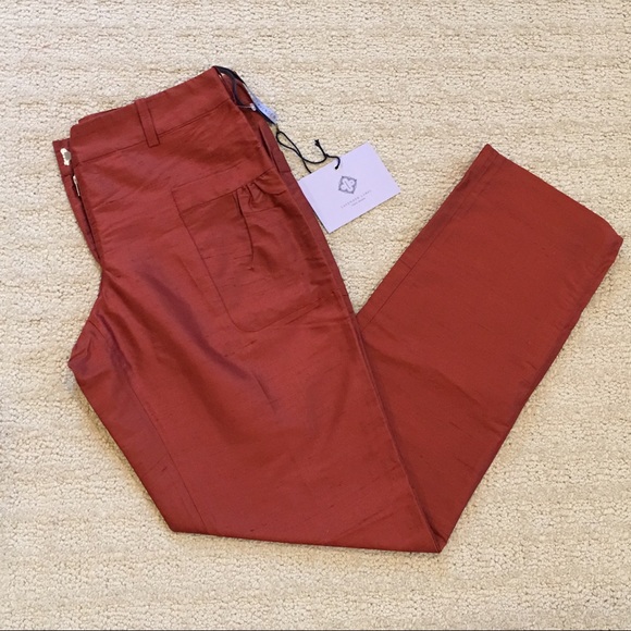 Vera Wang Lavender Label Pants - Vera Wang Lavender Label silk crop pants rust 0/34