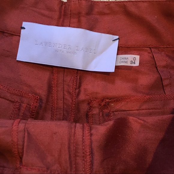 Vera Wang Lavender Label silk crop pants rust 0/34 - Picture 3 of 5