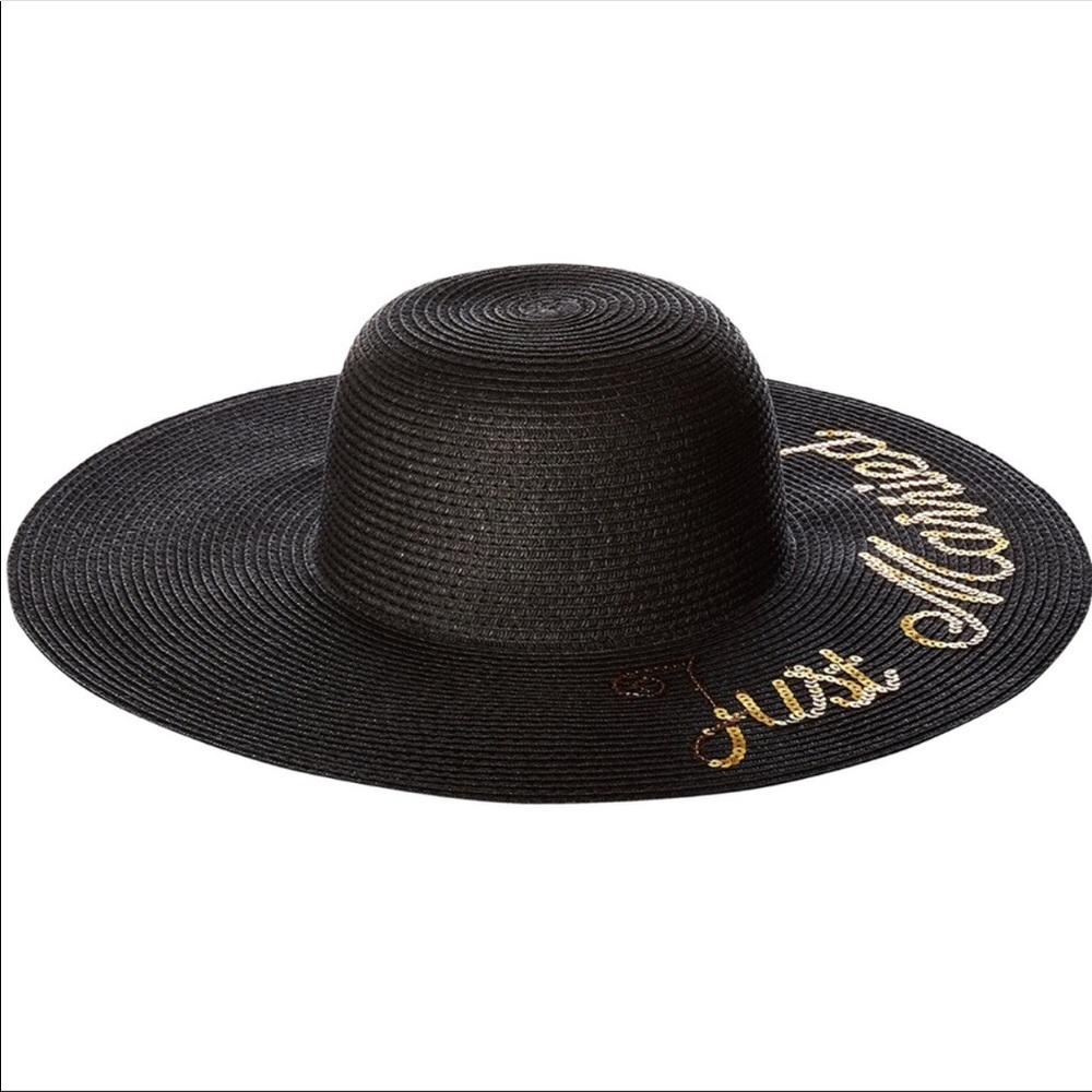 Betsey Johnson "Just Married" black floppy hat.