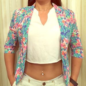 Multicolor, floral blazer.