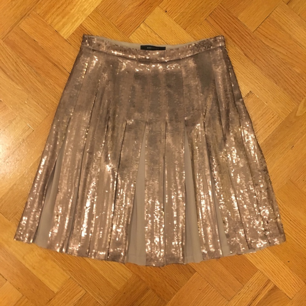 Bcbg sequin and chiffon pleated skirt