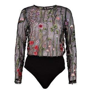 Boohoo brand Lola boutique embroiled bodysuit