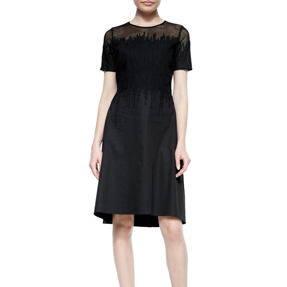 New w Tags Elie Tahari Black and Navy Mesh Dress
