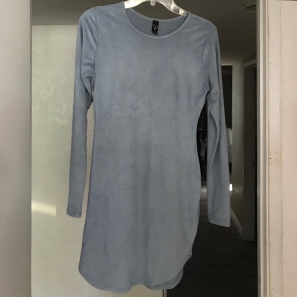 Blue suede dress
