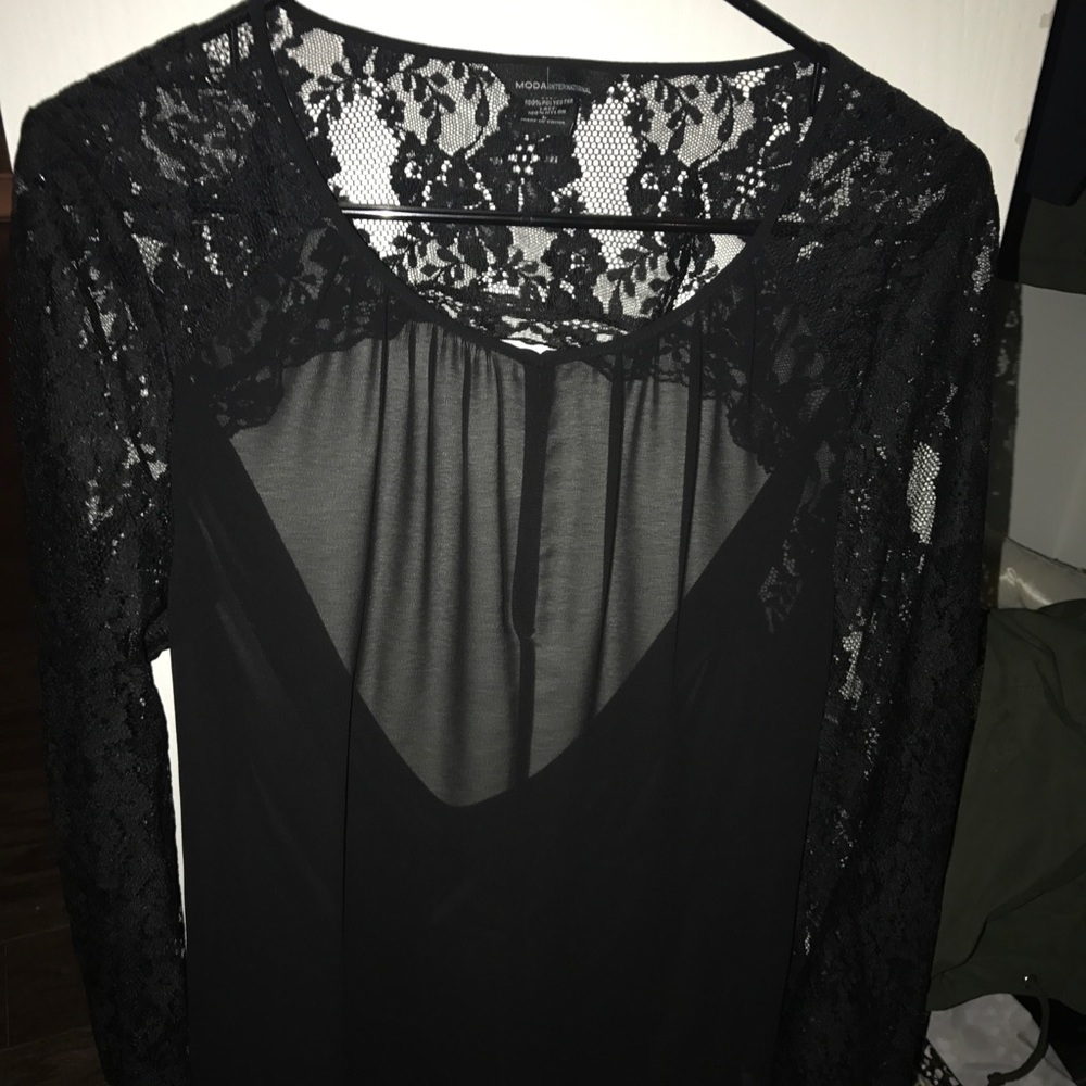 Black lace top back cut out