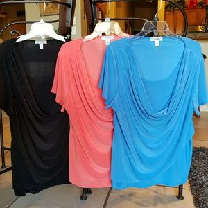 3 Dress Barn  Swag Neckline Tops