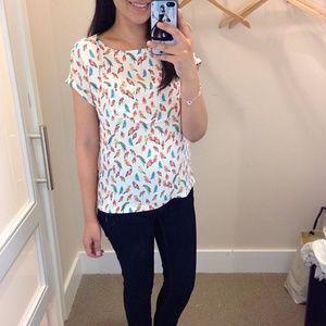 LOFT Bird Print Novelty Top LOFT Bird Print Novelty Top