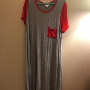 NWOT Gray and Red LuLaroe Carly dress