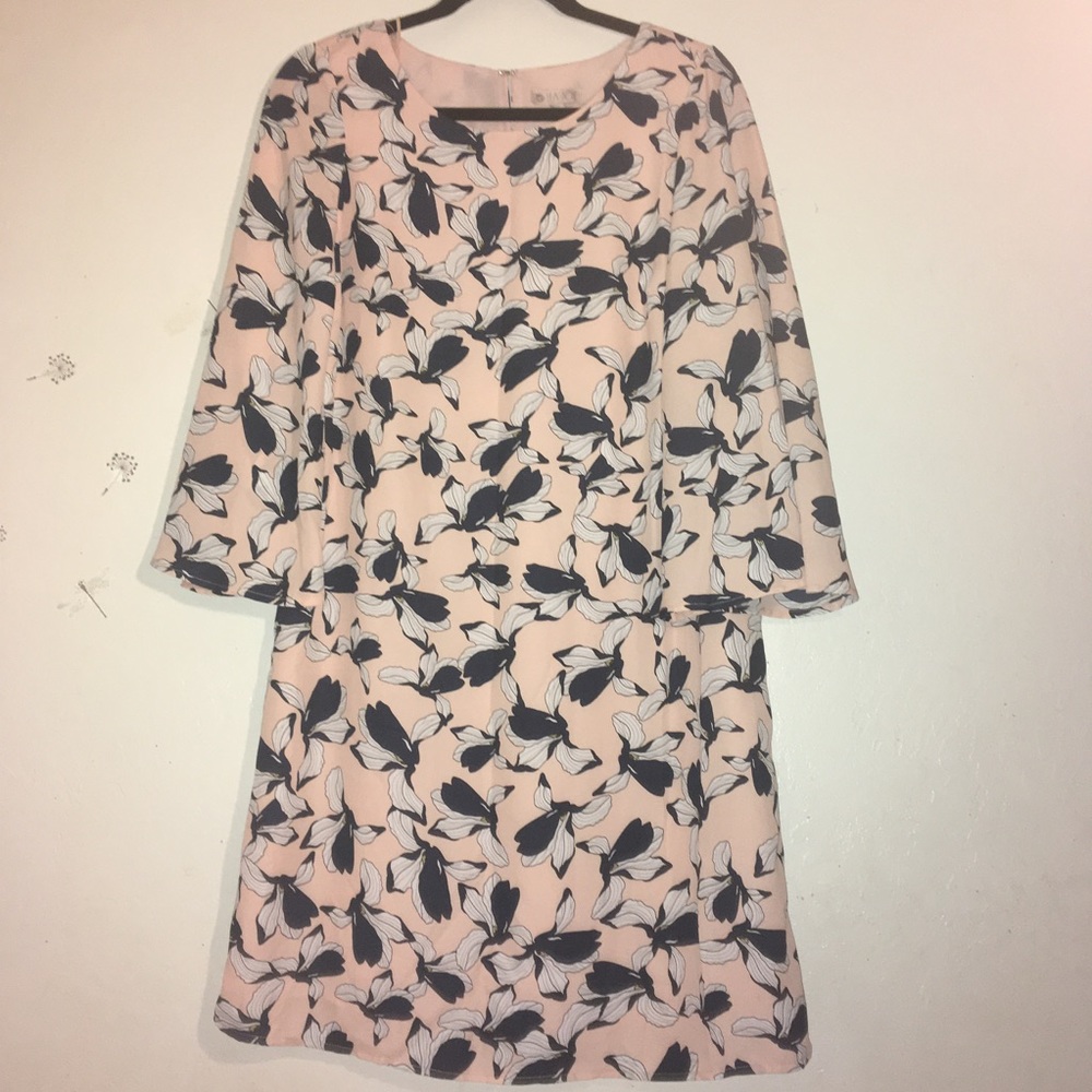 Floral Pink/Salmon & Navy Blue Dress Sz 8