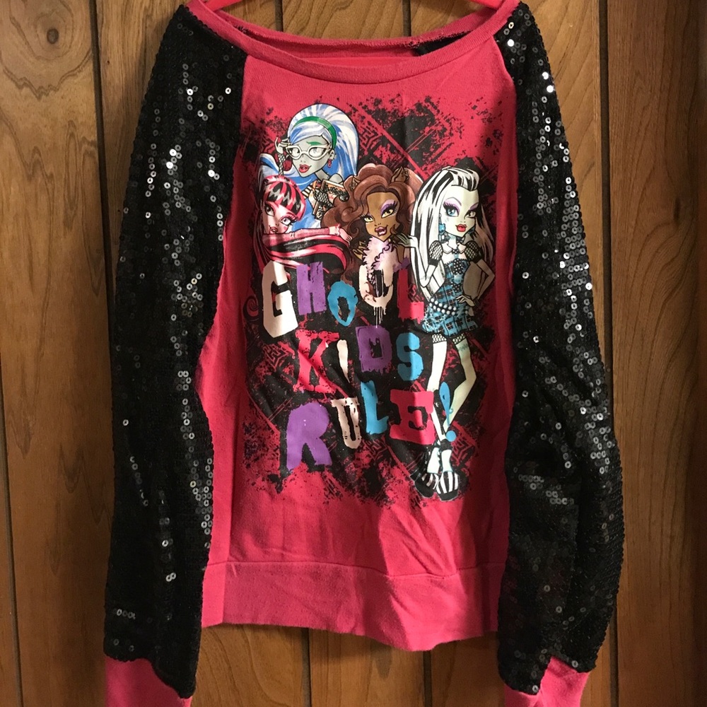 Monster High girls sweatshirt with sequin sleeves