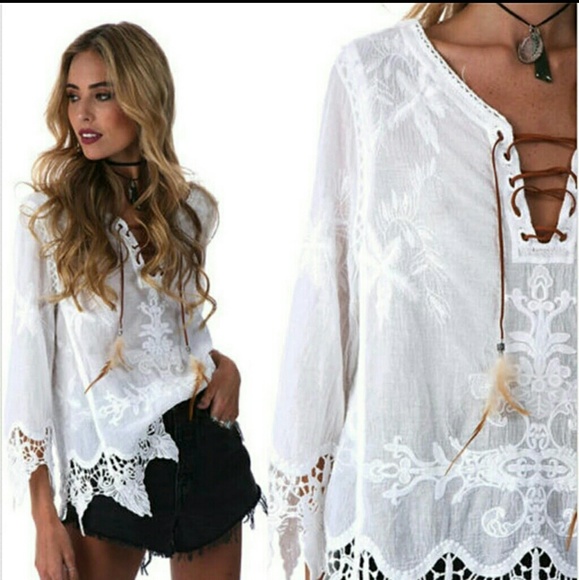 Boho embroidery oversized top 007 - Picture 2 of 2