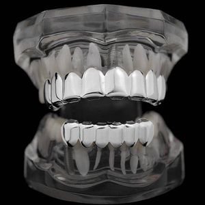 Silver Plated Top & Bottom Row Grillz Set