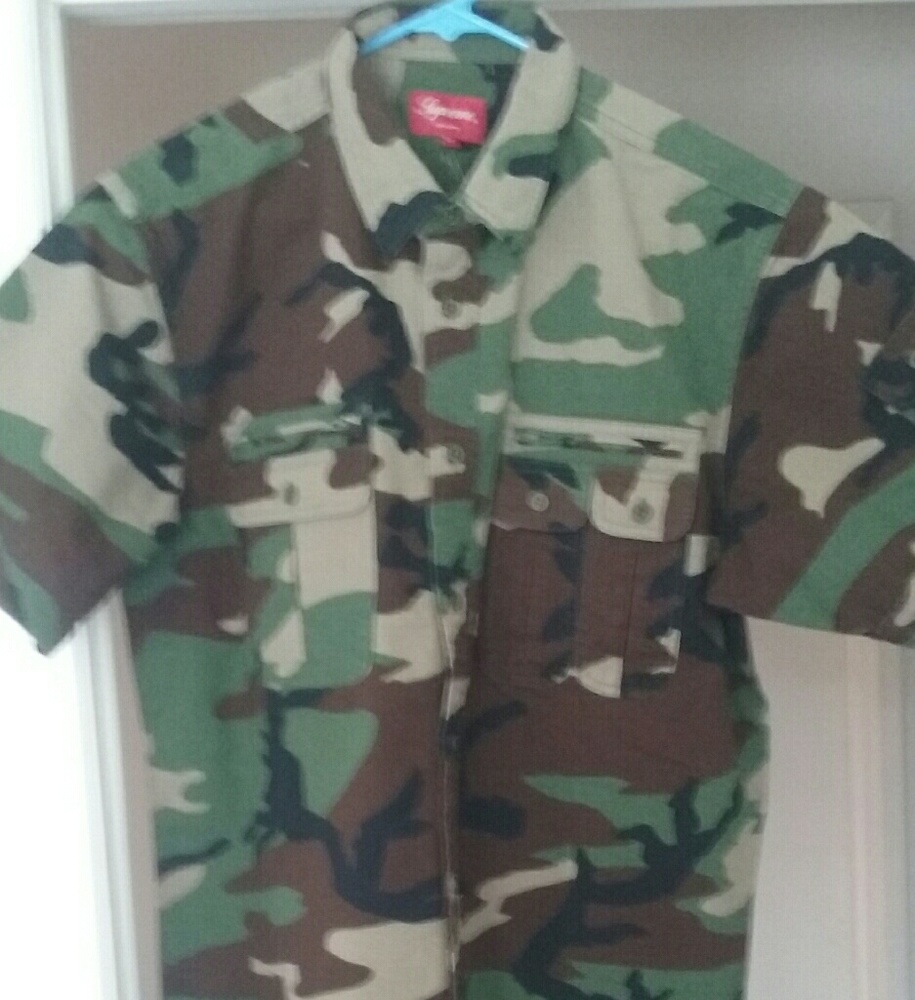 Supreme Short sleeve army  camouflage button up sh