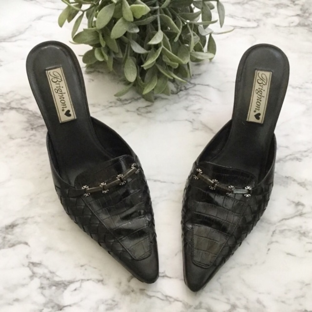 Brighton Mules Slides Vintage Kitten Heels 7.5