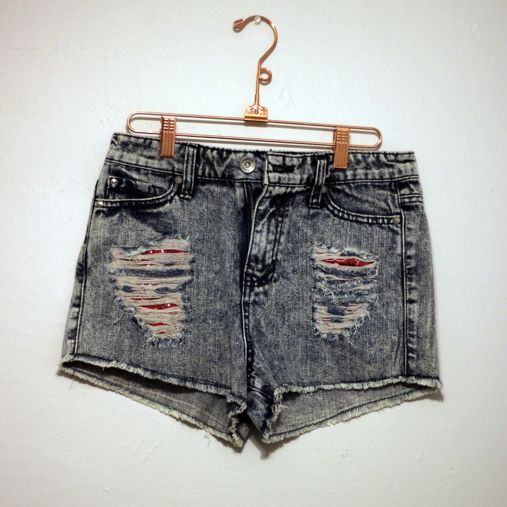 Ripped High waisted denim shorts
