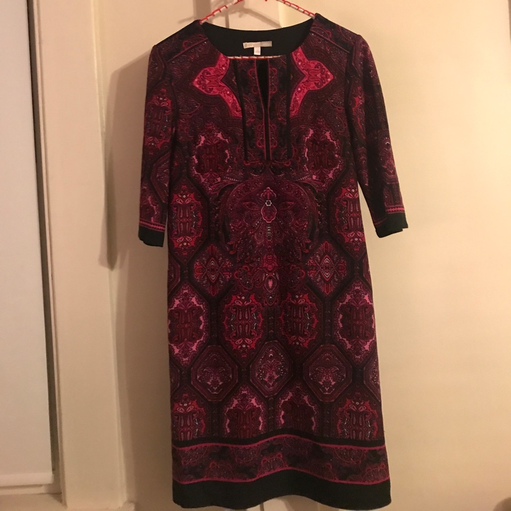 Paisley/tribal themed, pink shift dress