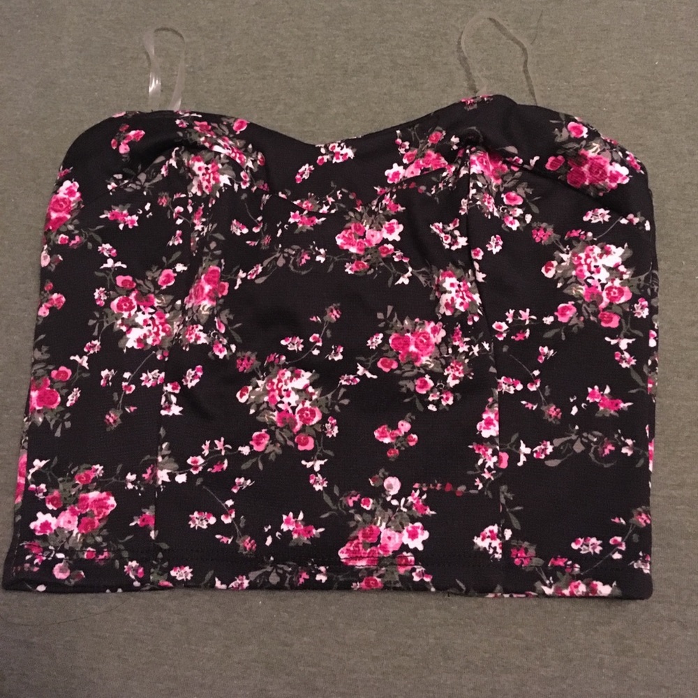 nwot floral strapless croptop