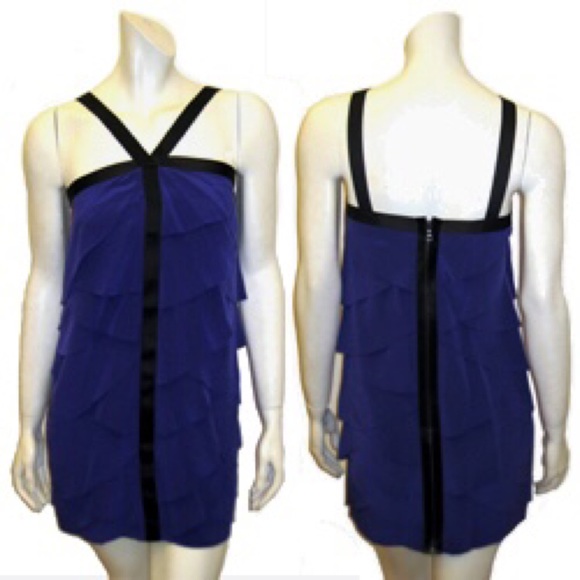 Robert Rodriguez Purple Ruffle Layer Zip Dress - Picture 1 of 6