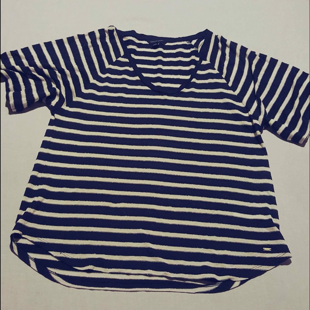 Tommy Hilfiger Navy & White & Silver T-Shirt