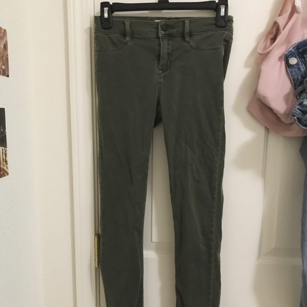 olive green jean jeggings
