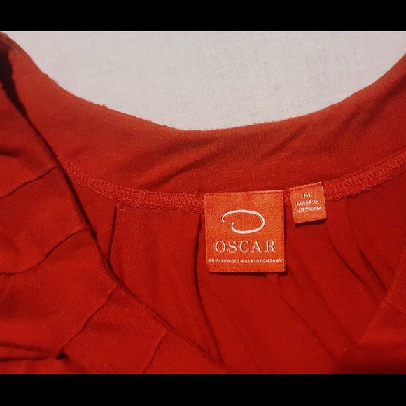 Oscar De La Renta Cherry Red Scoop Neck Top - Picture 2 of 3