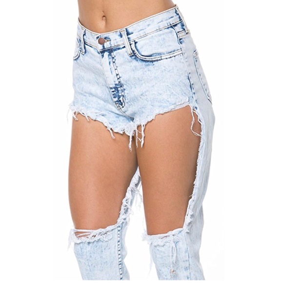 Acid Wash Cut Out Boyfriend Jeans - Picture 6 of 6