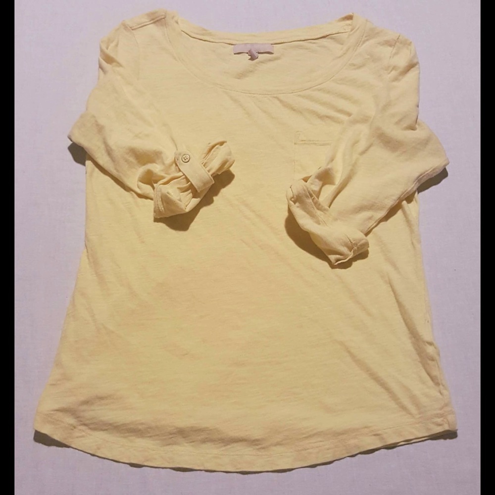 Banana Republic Pale Yellow Scoop Neck Top