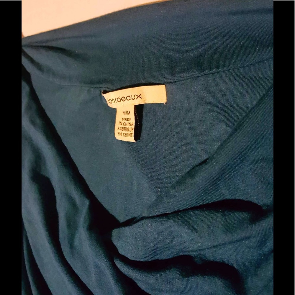 Teal Cowl Neck Dress With Ruching