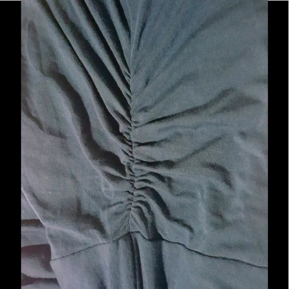 Teal Cowl Neck Dress With Ruching - Picture 4 of 5