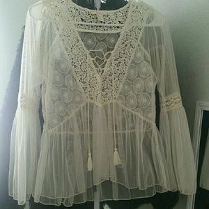 Boho cream colored bell sleeve top!!!