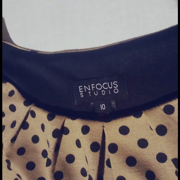 Tan & Black Polka Dot Peplum Dress - Picture 3 of 4