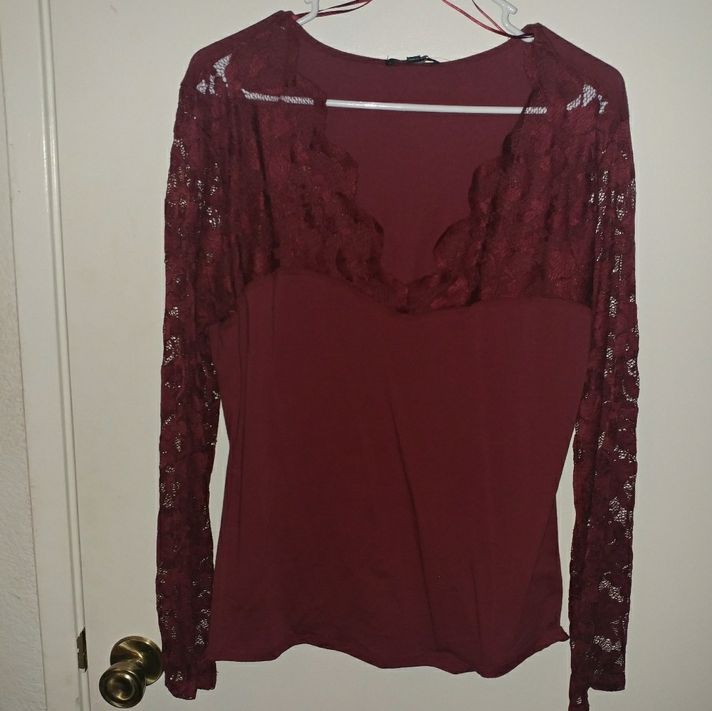 Dark red lace blouse