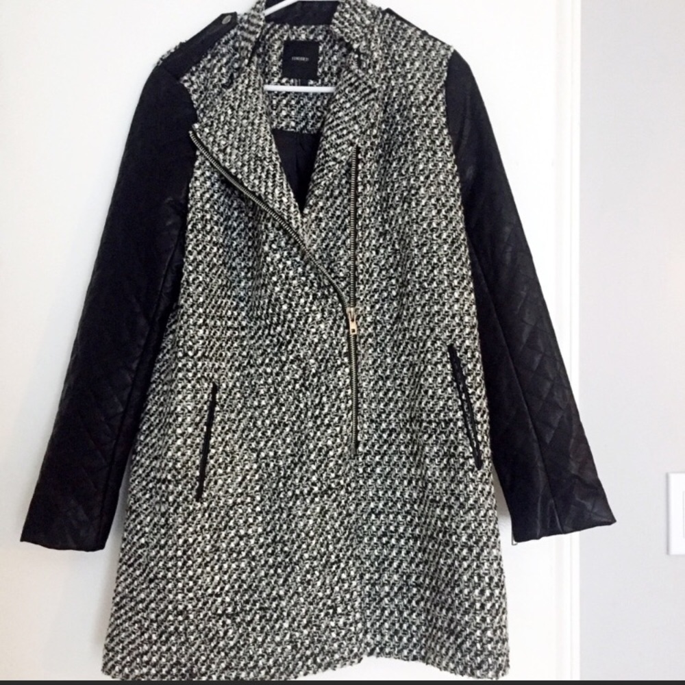 Forever 21 Coat with Leather Sleeves