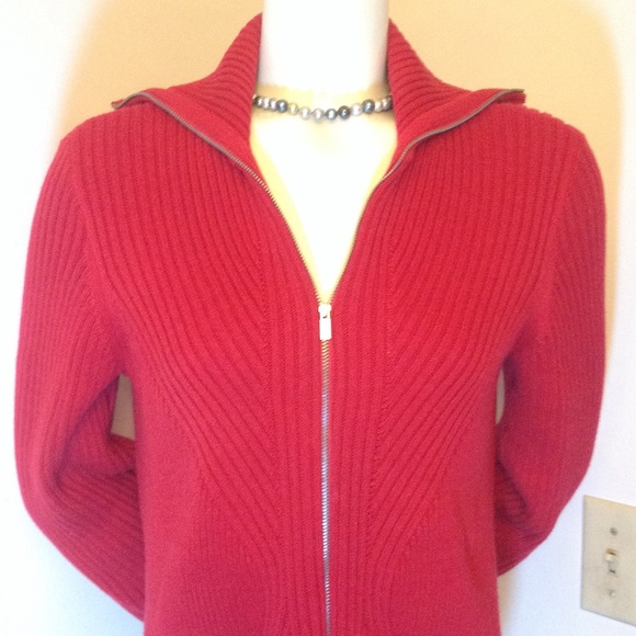 Liz Claiborne Sweaters Red Zip Up Sweater Poshmark