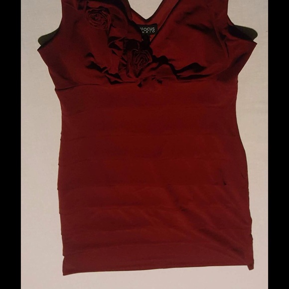  Wine Colored Mini Dress W/ Rose Accent - Picture 2 of 6