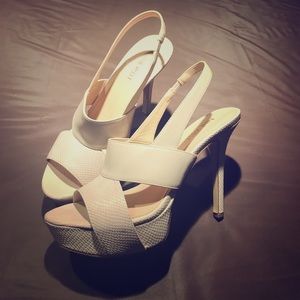 Nine West off white/Beige platform high heels