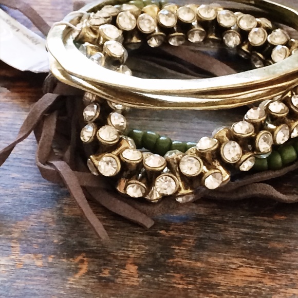 Boho Mixed Bracelet Set NWT Olive - Picture 3 of 6