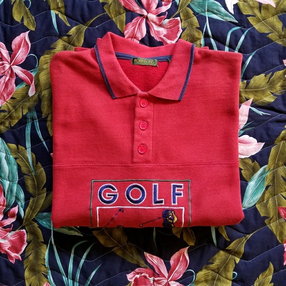 Vintage Other - Vintage Stitched Big Golf Graphic Polo Sweater