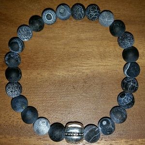 2 in 1 bracelet crackle agate stone stretch