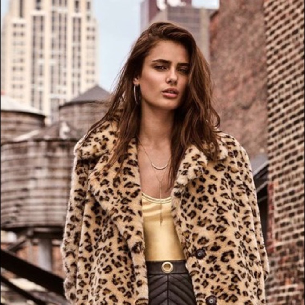 Topshop Leopard Faux Fur Coat - Picture 2 of 6