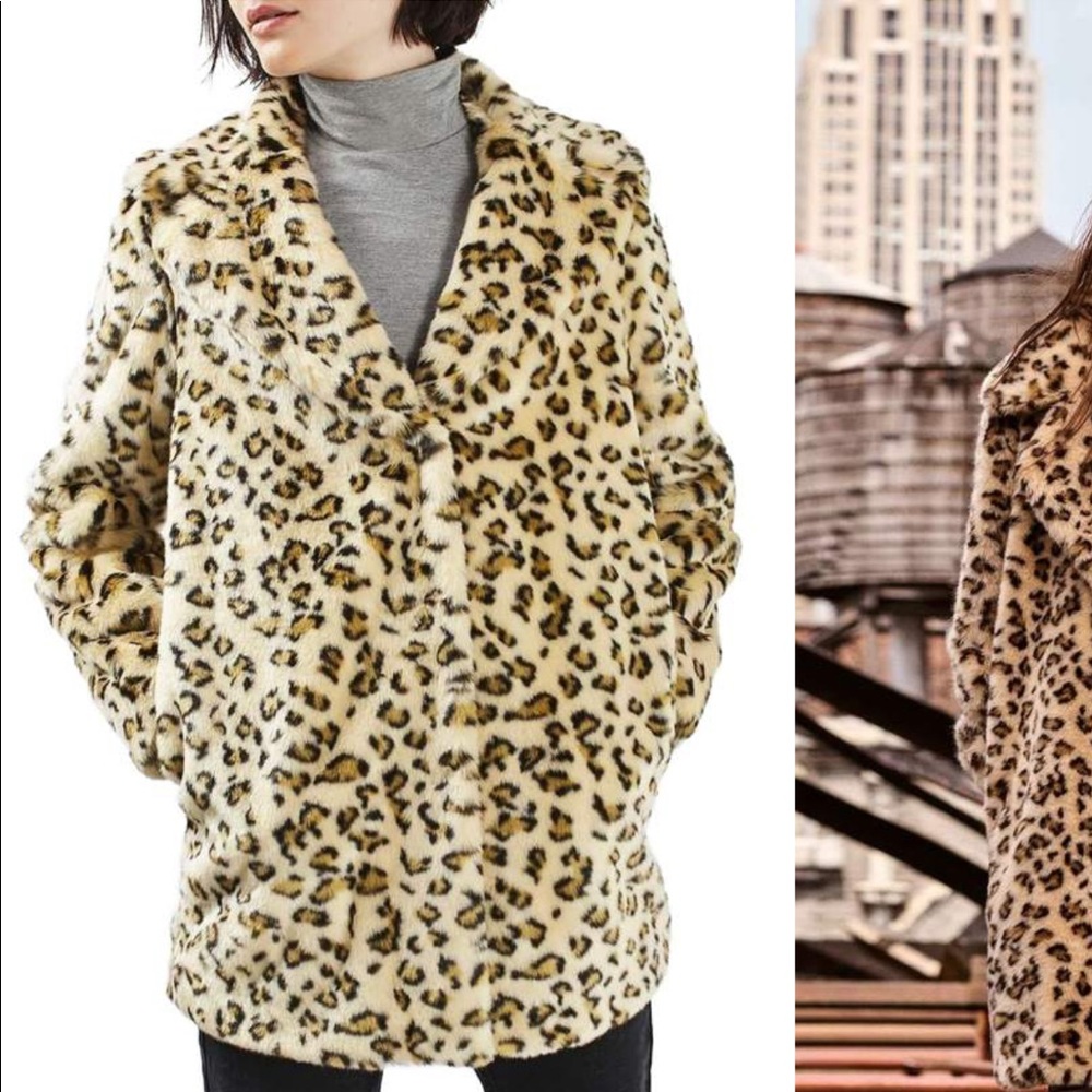 Topshop Leopard Faux Fur Coat - Picture 3 of 6